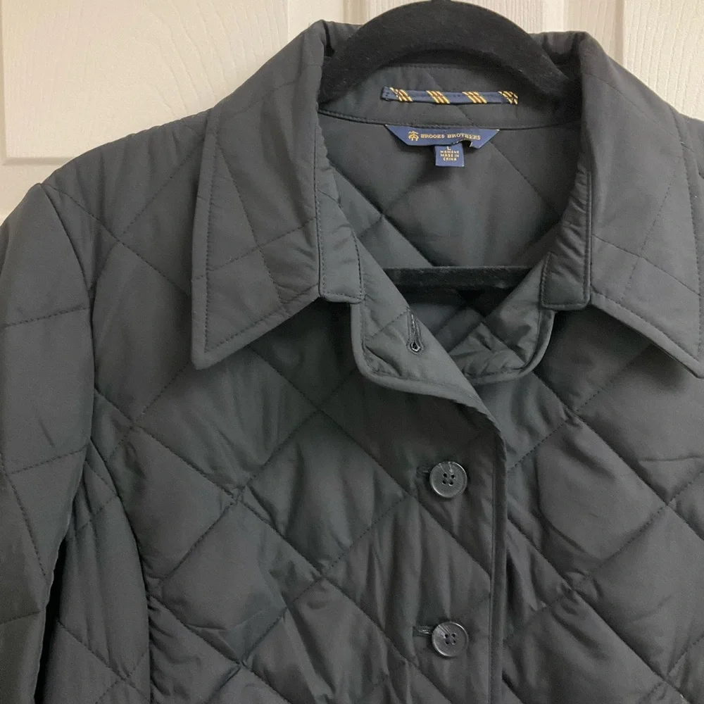 Brooks Brothers Black Lightweight Women's Large Western Diamond-Quilted Jacket - Picture 6 of 14